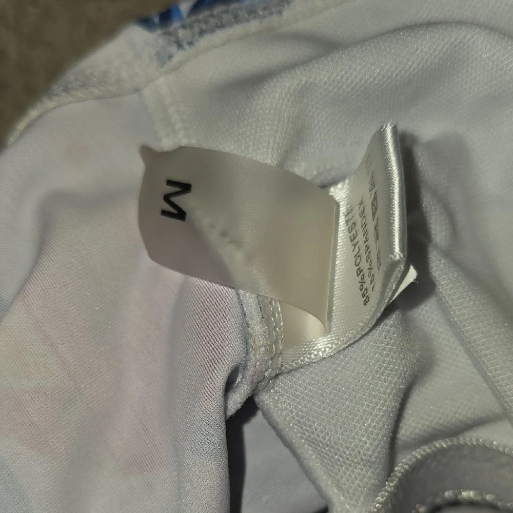 (J47)  Blue and White Floral Top Only Swimwear - Picture 4 of 5